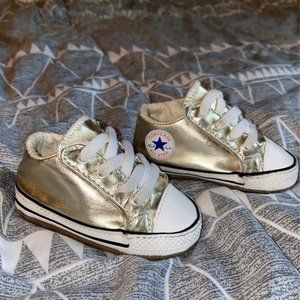 GOLD Converse baby shoes Size 2